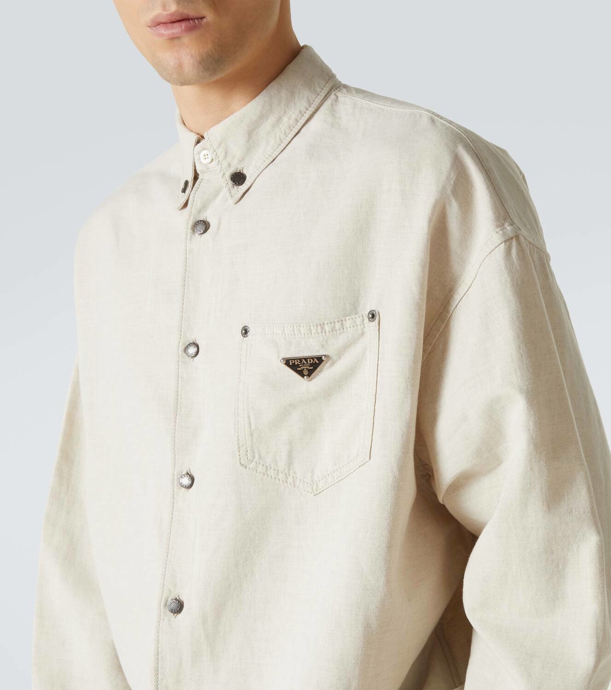 prada dress shirt Prada Cotton and linen chambray shirt Prada
