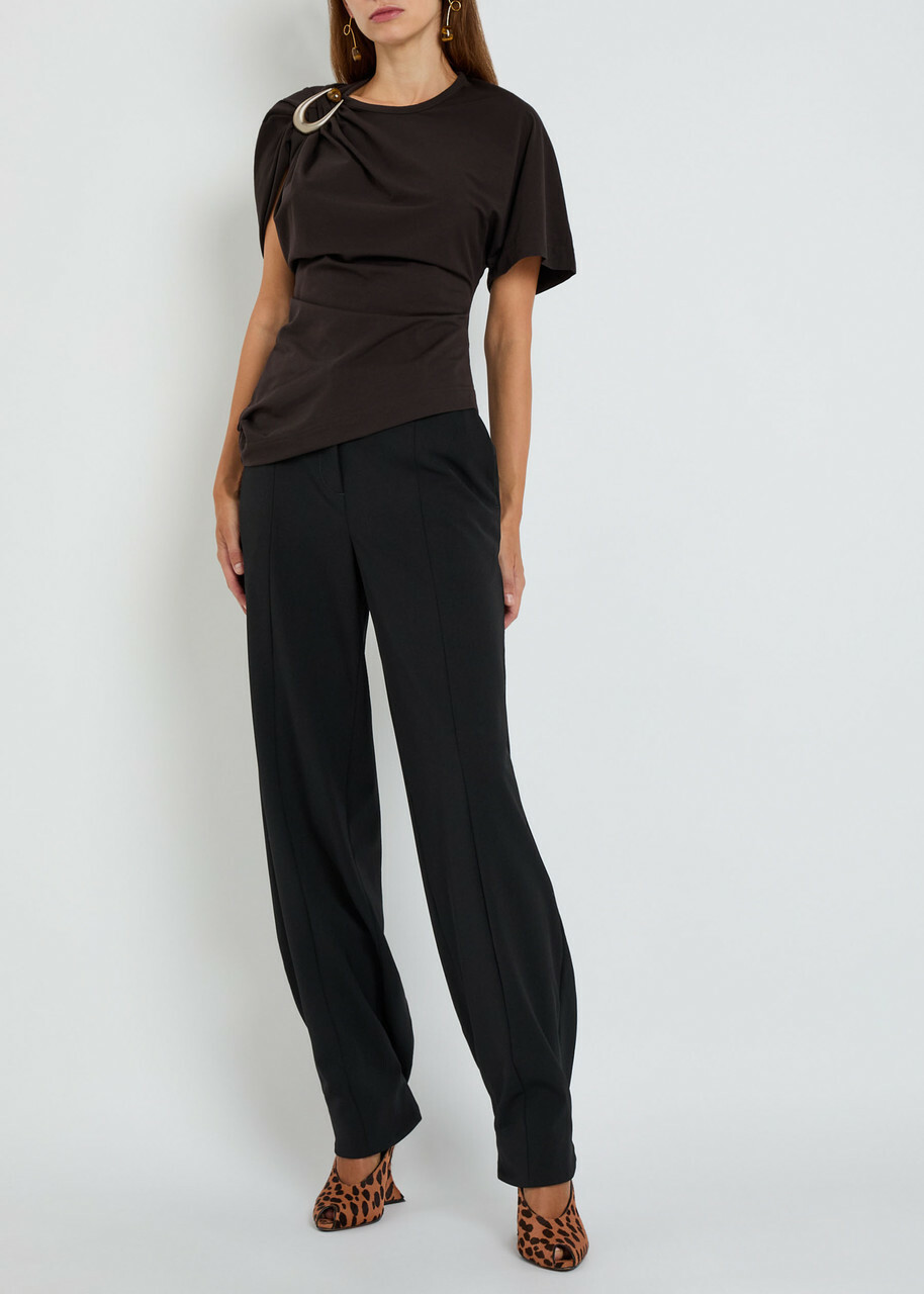 Christopher Esber Asymmetric Stretch-cotton T-shirt Brown