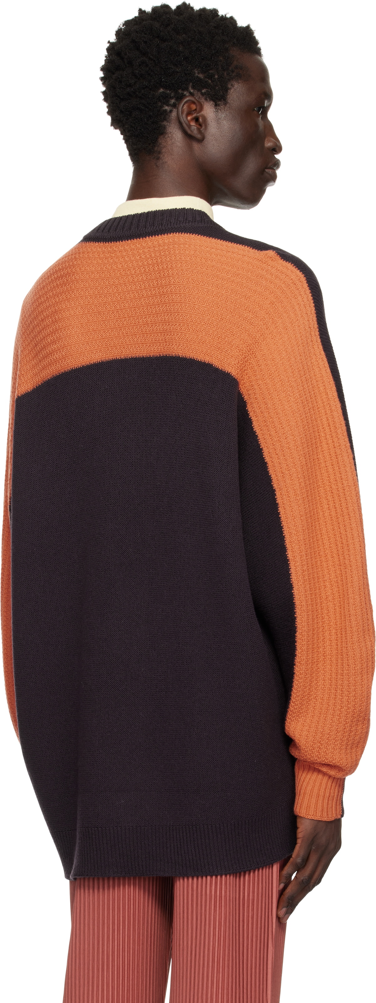 HOMME PLISSÉ ISSEY MIYAKE Brown Drawing Knit Sweater Homme Plisse