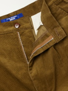 Junya Watanabe - Wide-Leg Pleated Garment-Washed Cotton-Blend Corduroy Trousers - Brown