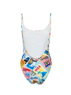 MC2 Saint Barth Woman One-piece Swimsuit Cecille With Postcards Print