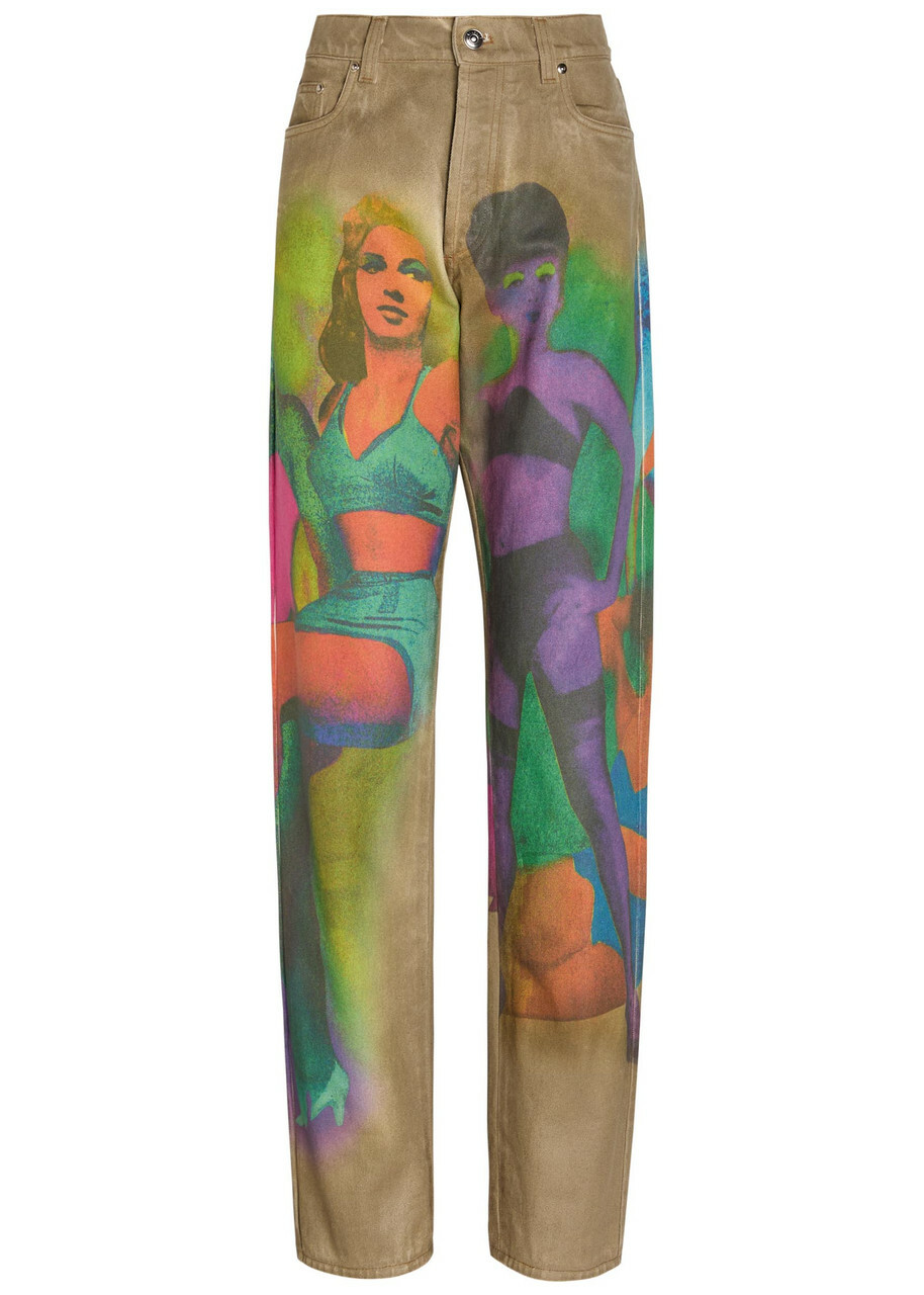 Versace The Femmes Printed Straight-leg Jeans Multicoloured