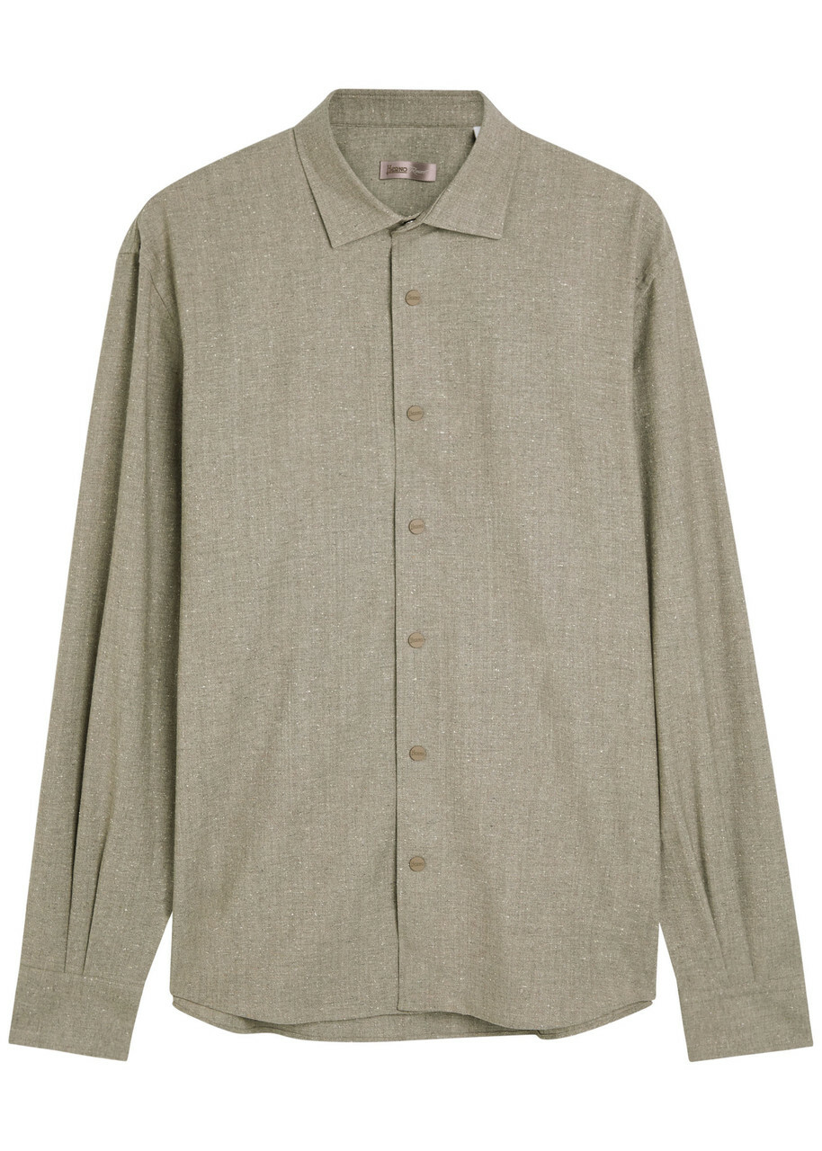 Herno Wool and Silk-blend Overshirt Light Grey
