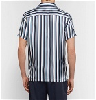 Tod's - Camp-Collar Striped Silk-Twill Shirt - Men - Navy
