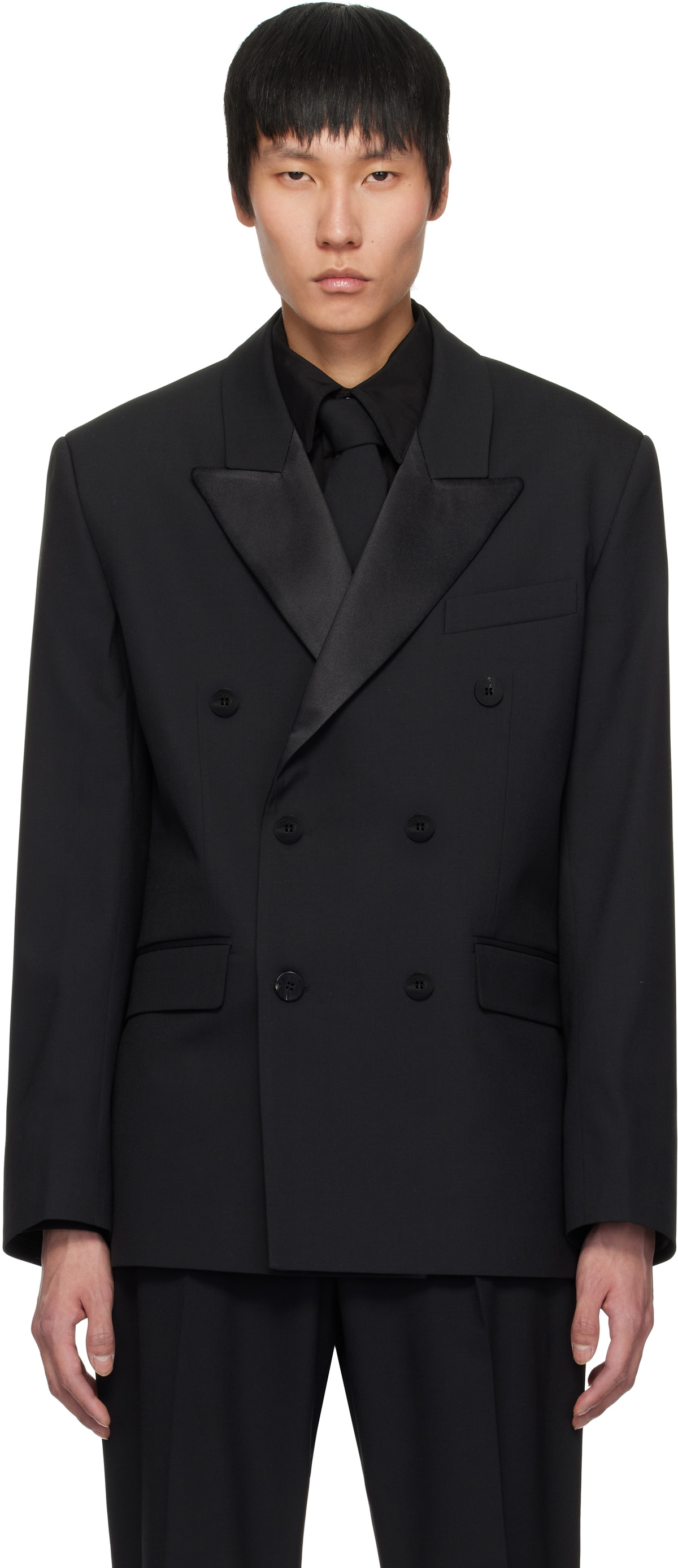 Ernest W. Baker Black Double-Breasted Blazer