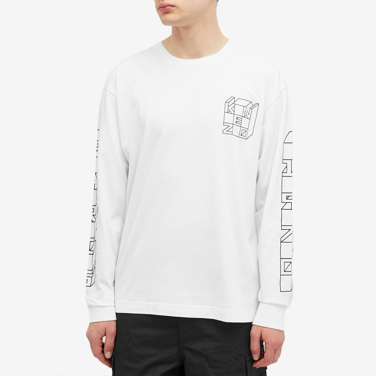 【送料関税込み・本物保証】Kenzo Kube Long Sleeve T-Shirt Kenzo Men's Kube Long Sleeve T-Shirt in White Kenzo