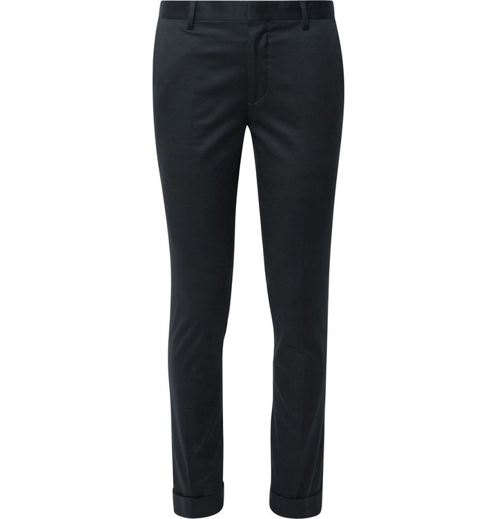 Photo: Paul Smith - Slim-Fit Tapered Cotton-Blend Twill Trousers - Midnight blue