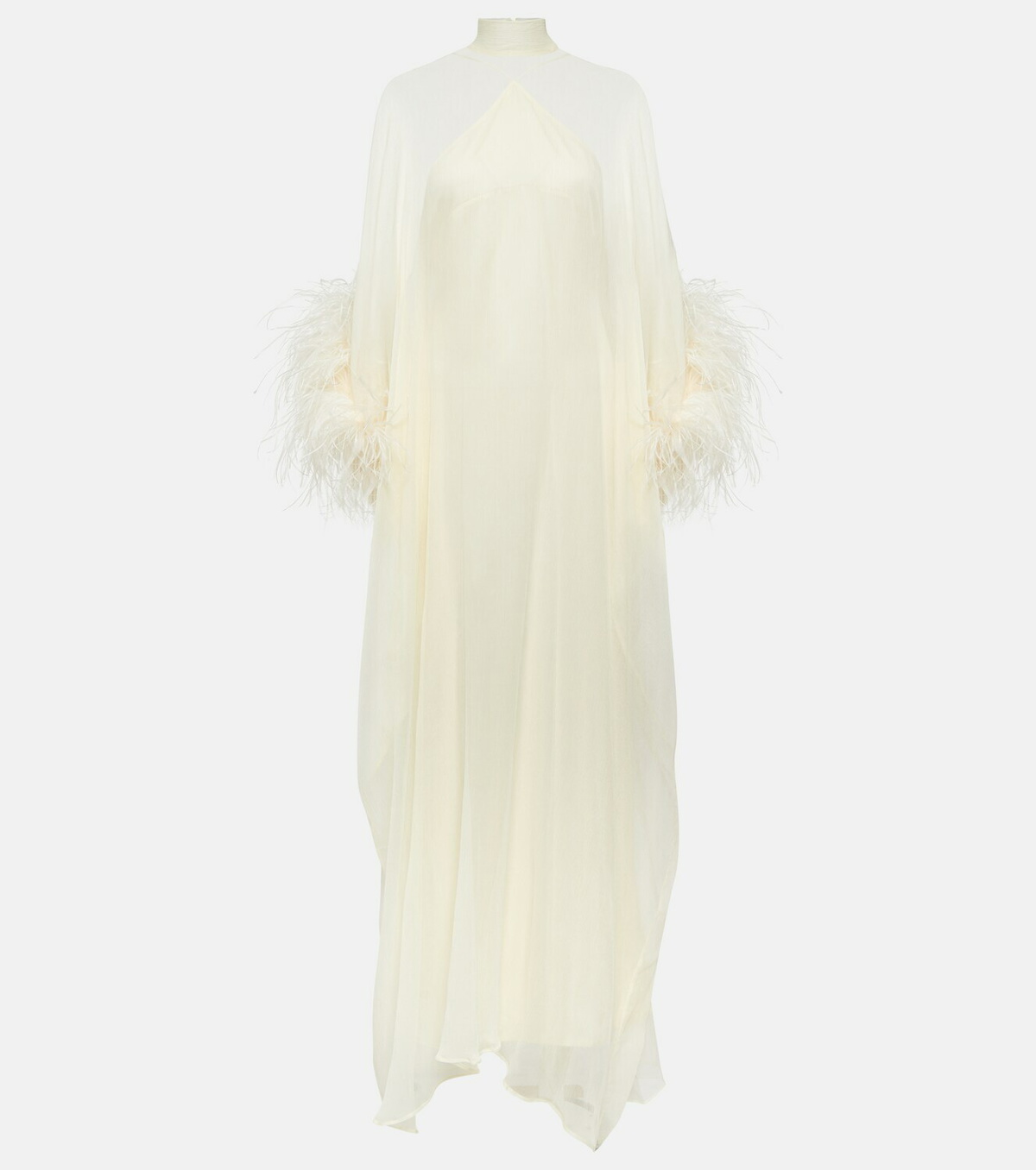 Taller Marmo Penelope feather-trimmed silk kaftan Taller Marmo