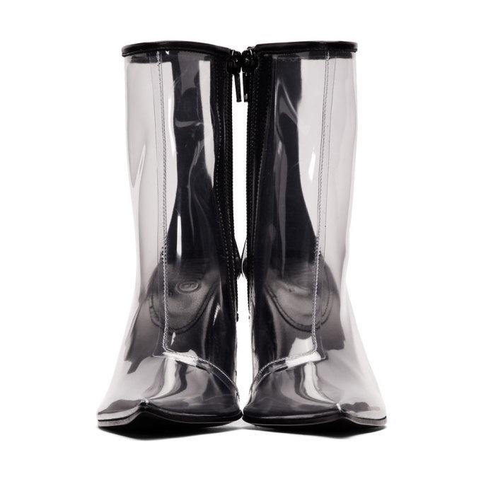 MM6 / ブーツ/37.5/クリア/PVC/S40WU0162 MM6 Maison Margiela Black and Transparent PVC Ankle Boots MM6