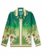 Casablanca - Joyaux D’Afrique Convertible-Collar Logo-Print Silk-Twill Shirt - Green