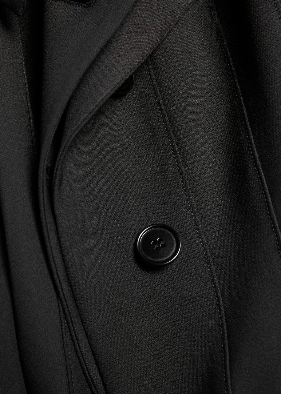 High Scrunch Panelled Crepe Jacket Black