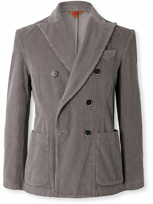 Photo: Barena - Doria Double-Breasted Cotton-Corduroy Suit Jacket - Gray