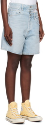 AGOLDE Indigo Broken Waistband Denim Shorts