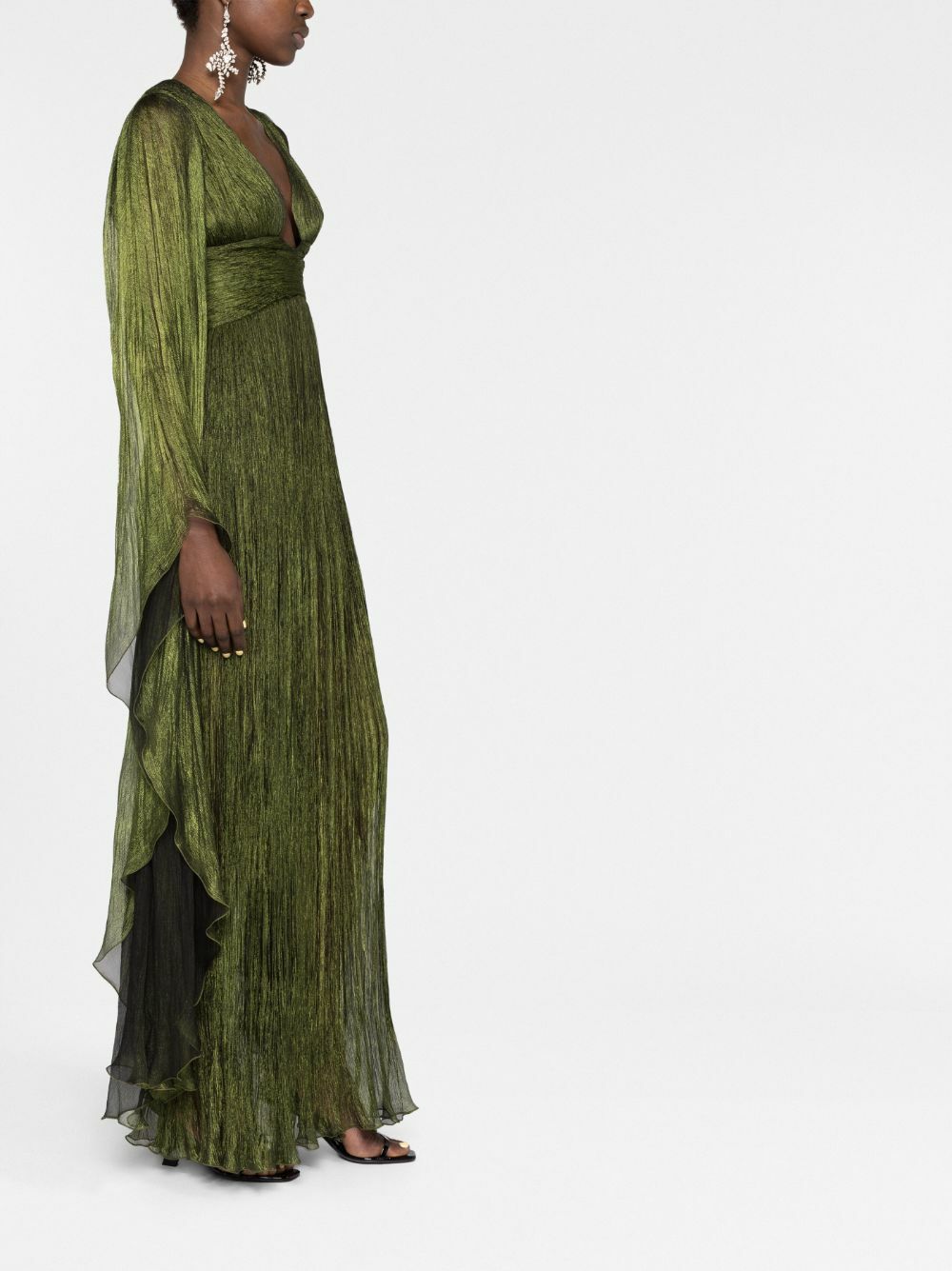 green satin mini dress long sleeve Hunter Green Wrap Satin Mini Dress main image 1