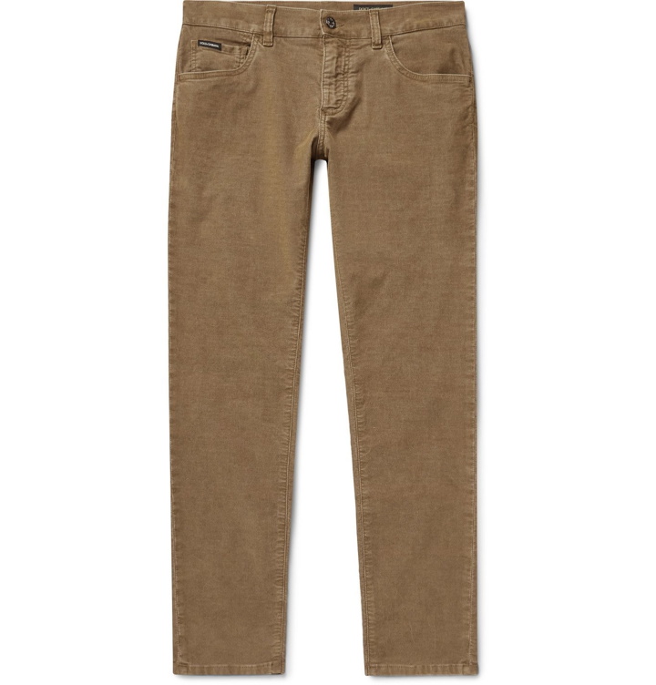Photo: Dolce & Gabbana - Skinny-Fit Cotton-Blend Corduroy Trousers - Brown