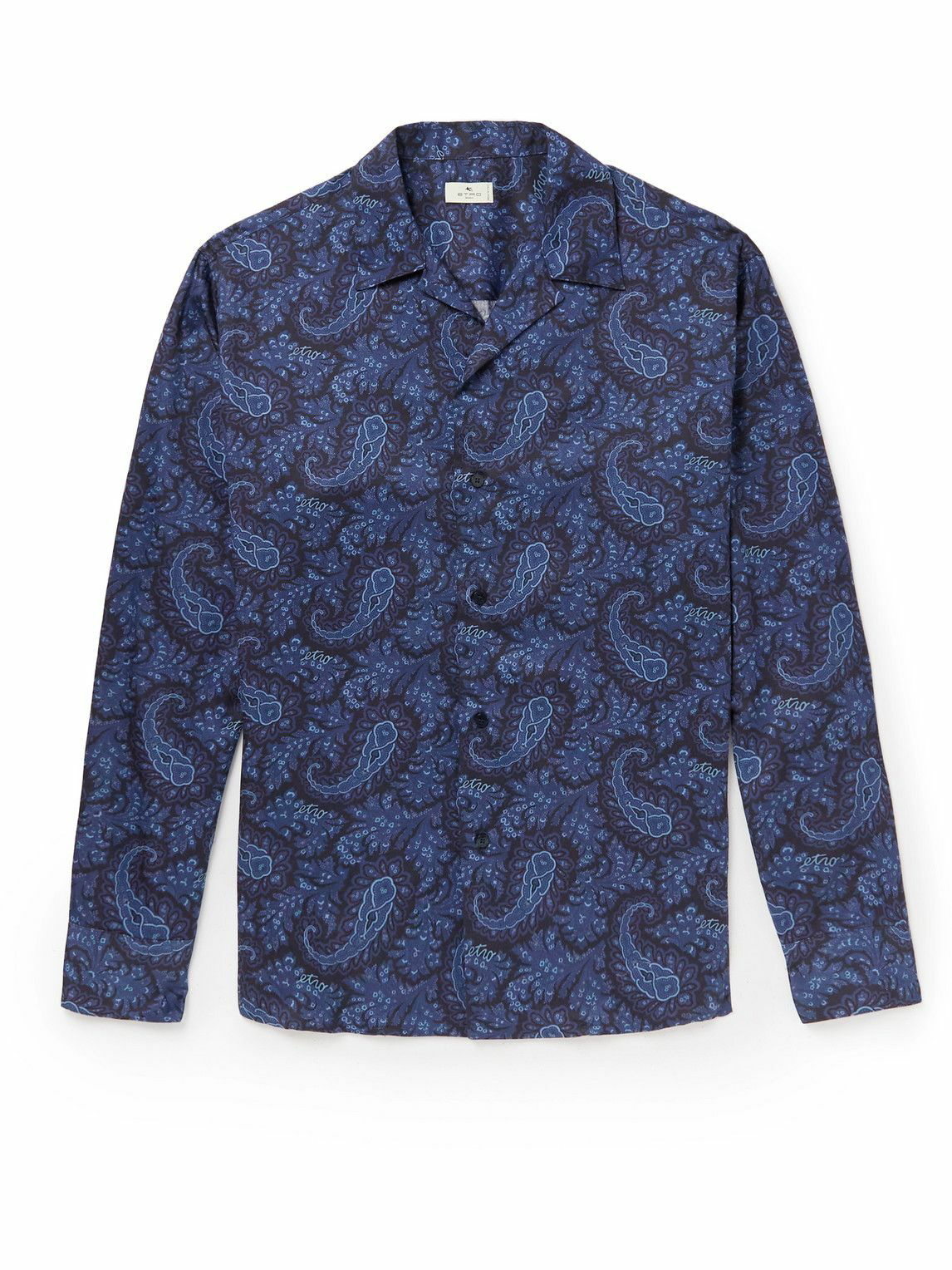 Etro - Camp-Collar Paisley-Print Cotton-Poplin Shirt - Blue Etro