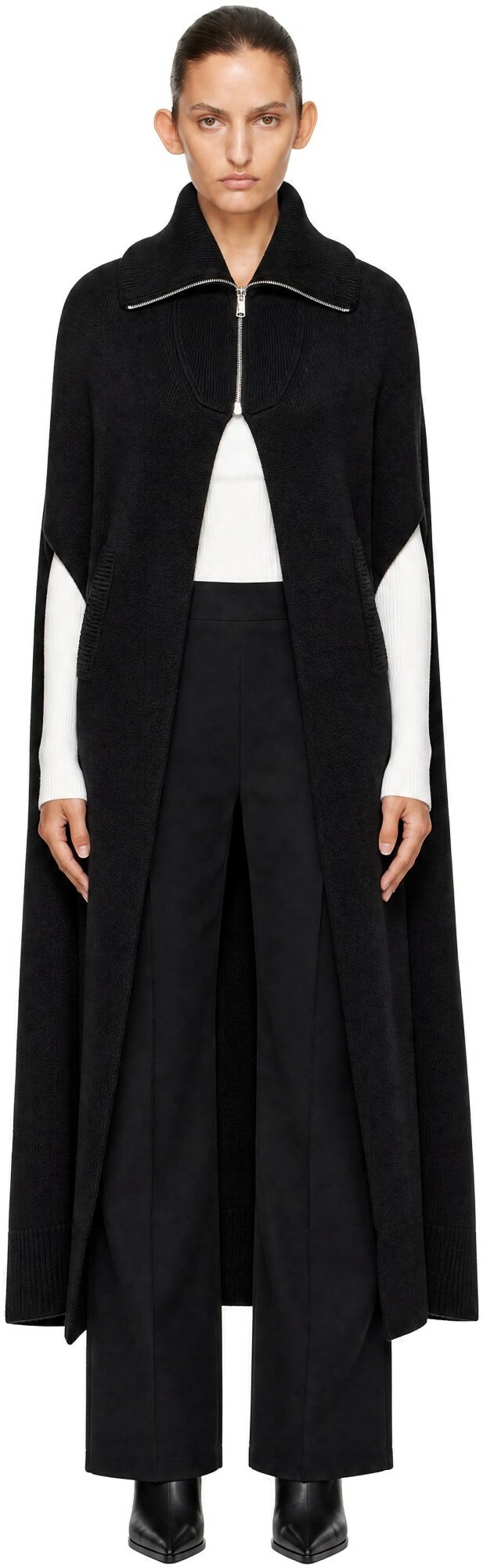 Coperni Black Knit Scarf Zip Cape