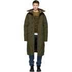 R13 Khaki Long Anorak Puffer Jacket