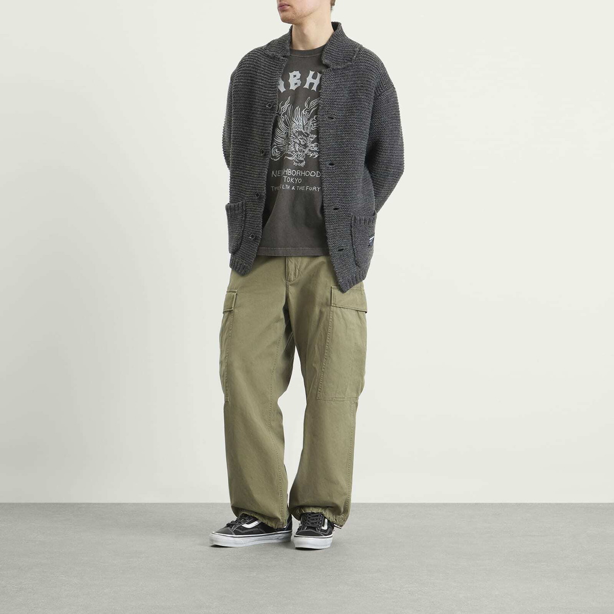 Neighborhood Men's Shetland Knit Jacket in Charcoal Neighborhood