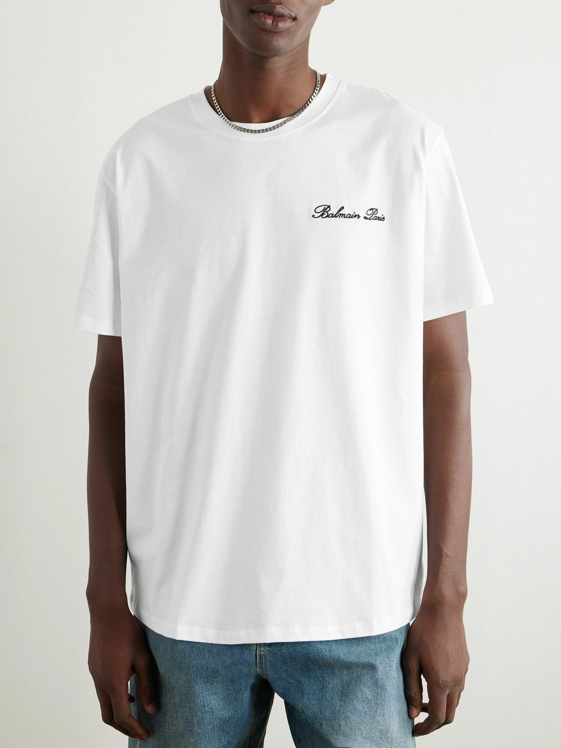 Tシャツ・カットソー Balmain White Cotton T-Shirt Balmain White cotton jersey t-shirt - White - Men