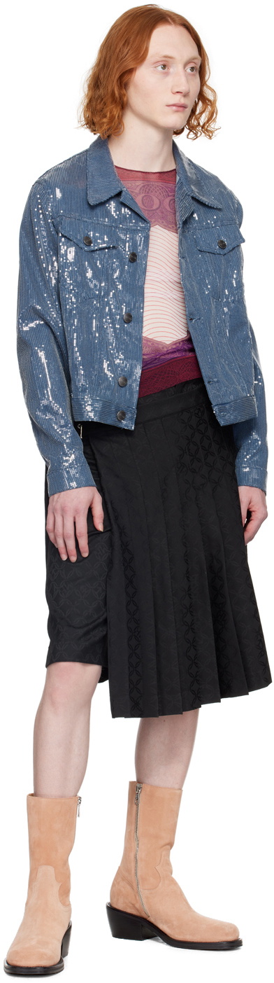 Jean Paul Gaultier Burgundy Sheer Long Sleeve T-Shirt