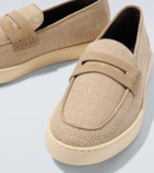 Canali Woven suede-trimmed penny loafers