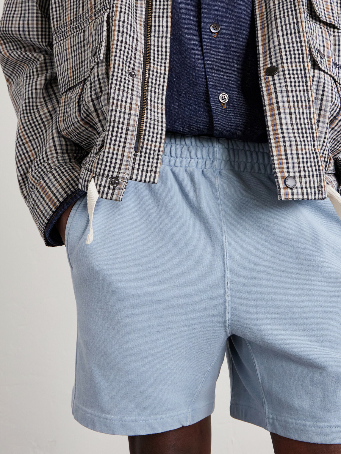 Remi Relief - Straight-Leg Cotton-Jersey Shorts - Blue
