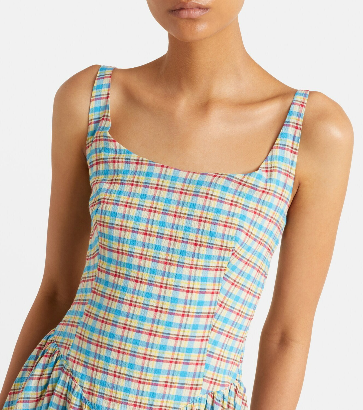 Faithfull Chiara checked cotton-blend midi dress