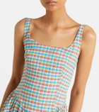 Faithfull Chiara checked cotton-blend midi dress