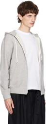 COMME des GARÇONS PLAY Gray Zip Red Heart On Back Hoodie