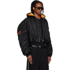 LU'U DAN Black Distorted MA1 Bomber Jacket
