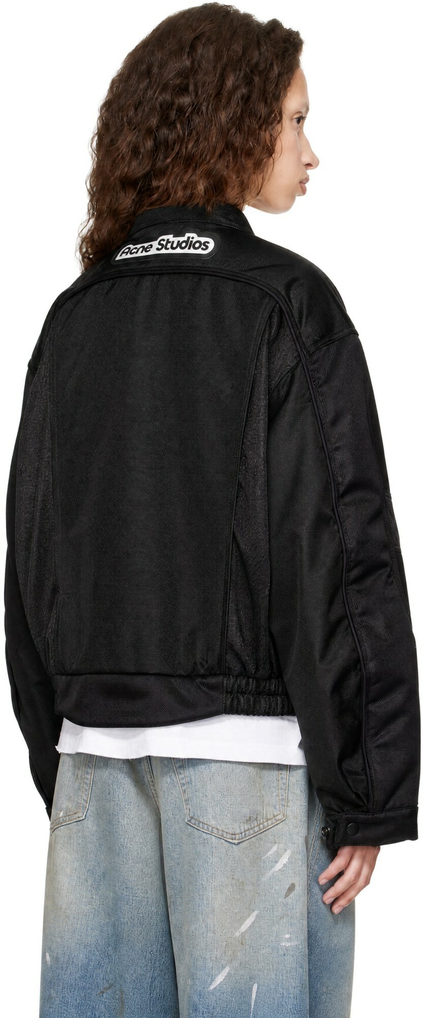 Acne Studios Black Shiny Drill Bomber Jacket