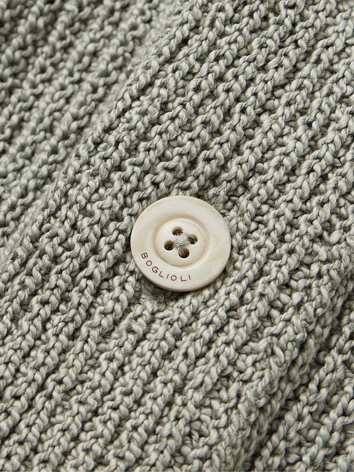 Boglioli - Shawl-Collar Garment-Dyed Ribbed Cotton Cardigan - Green