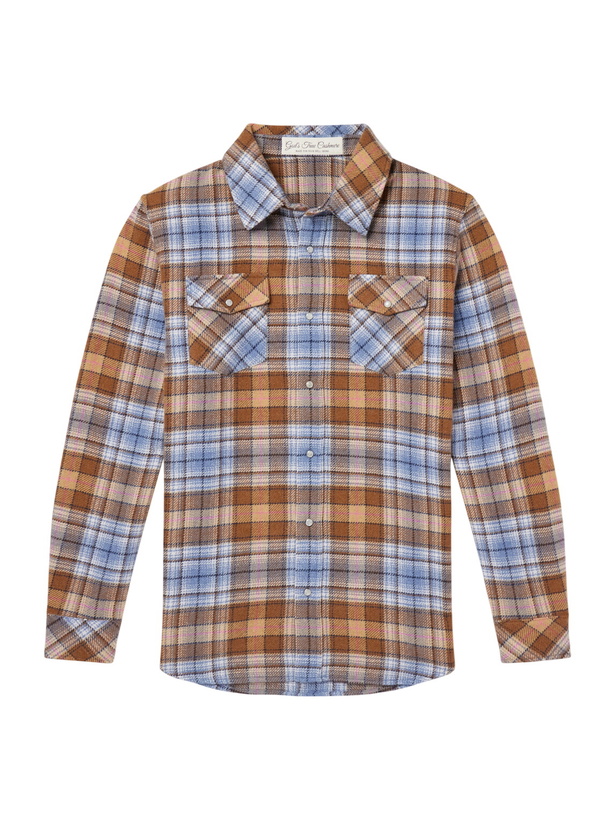 Photo: God's True Cashmere - Nomad Checked Cashmere Shirt - Blue