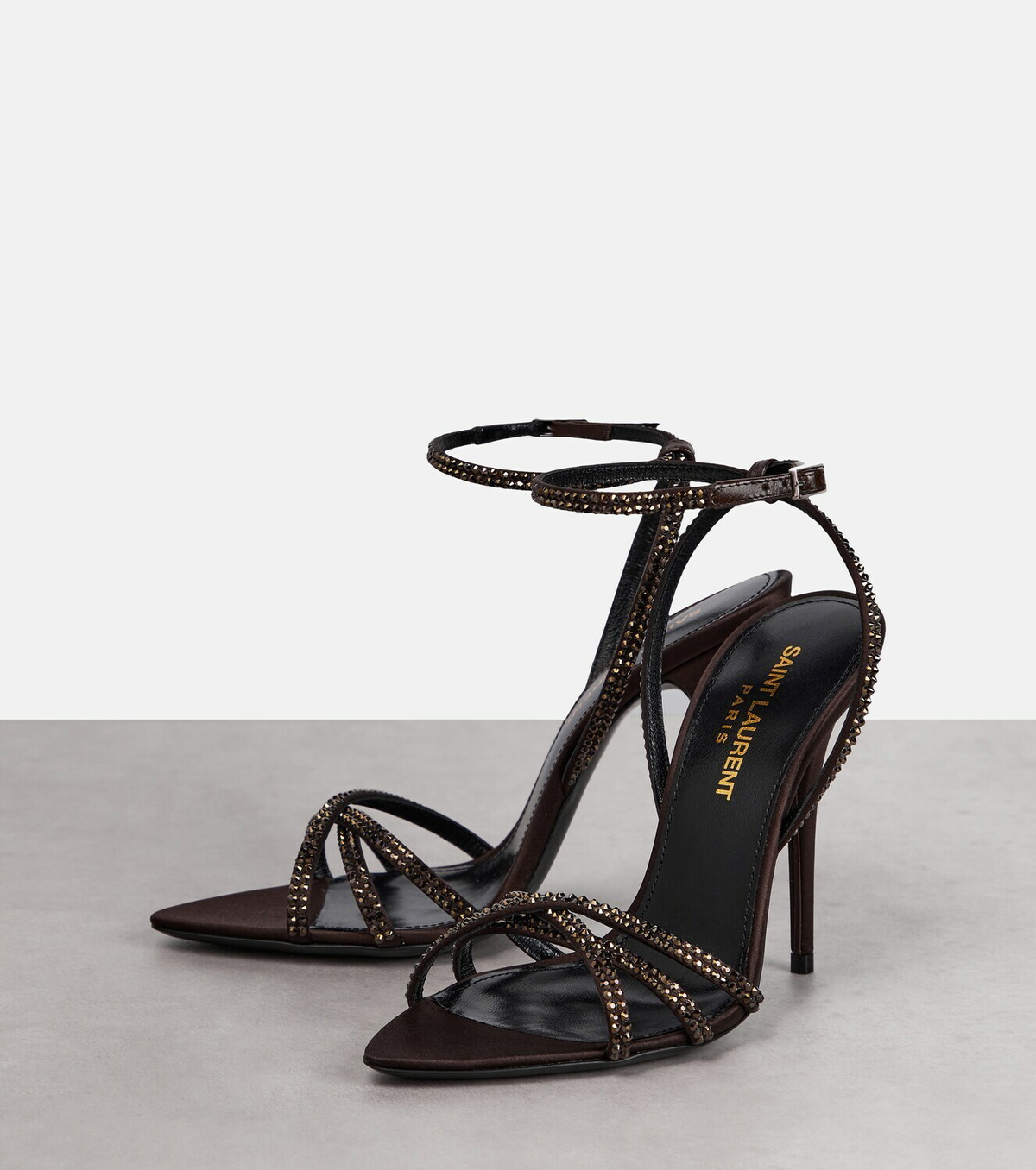 Saint Laurent - Ava 105 embellished satin sandals Saint Laurent