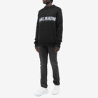 Balmain Men's Retro Logo Mohair Knit Crew in Black/White