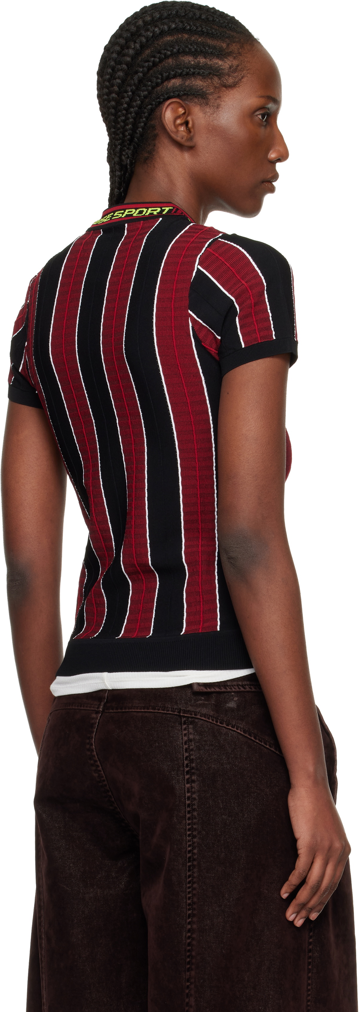 Martine Rose Red & Black Logo Tight T-shirt