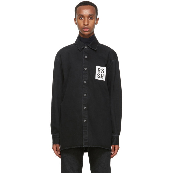 Photo: Raf Simons Black Denim Slim Fit Shirt