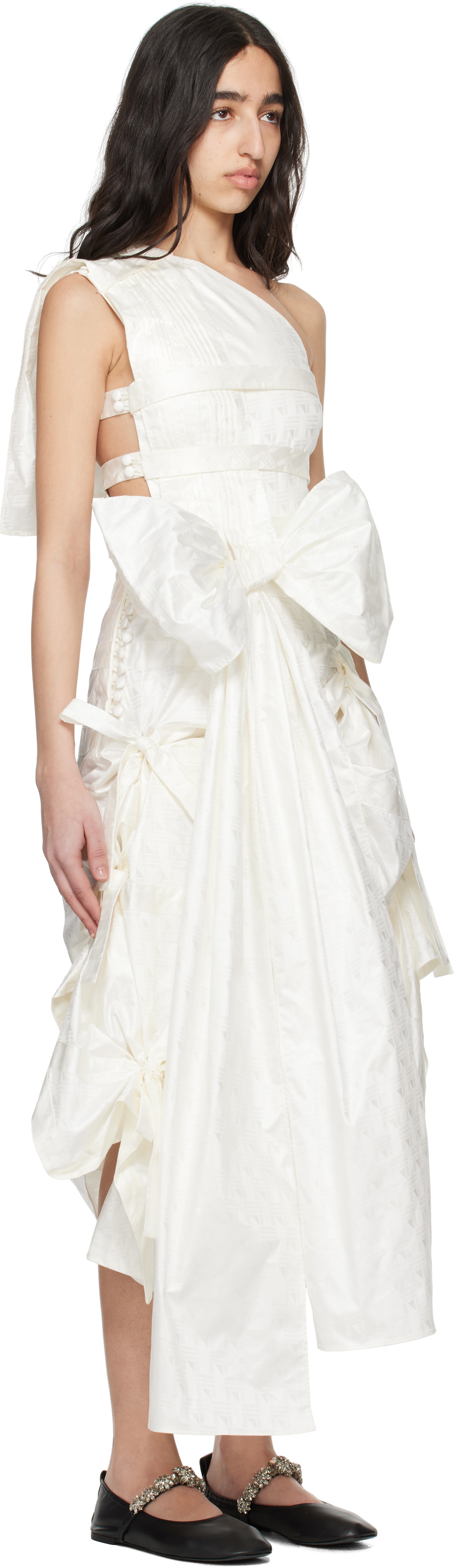 SUPER YAYA Off-White Beatrice Midi Dress