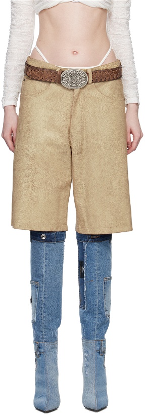 Photo: Guess Jeans U.S.A. Beige Cracked Shorts