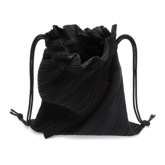 ISSEY MIYAKE PLEATS PLEASE ブラックバックパック Pleats Please Issey Miyake Black Drawstring Pleats Bag