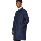 Harris Wharf London Blue Pressed Wool Mac Overcoat