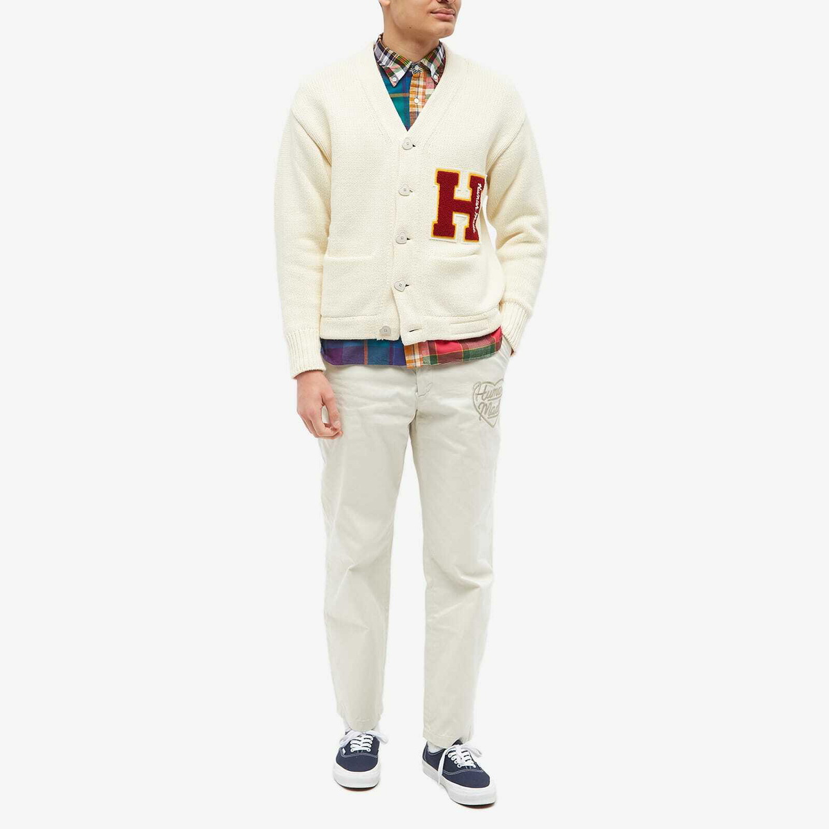 Human Made Men's Low Gauge Knit Cardigan in White Human Made