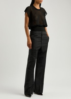 Alaïa Ribbed Sheer Cotton-blend Bodysuit Black