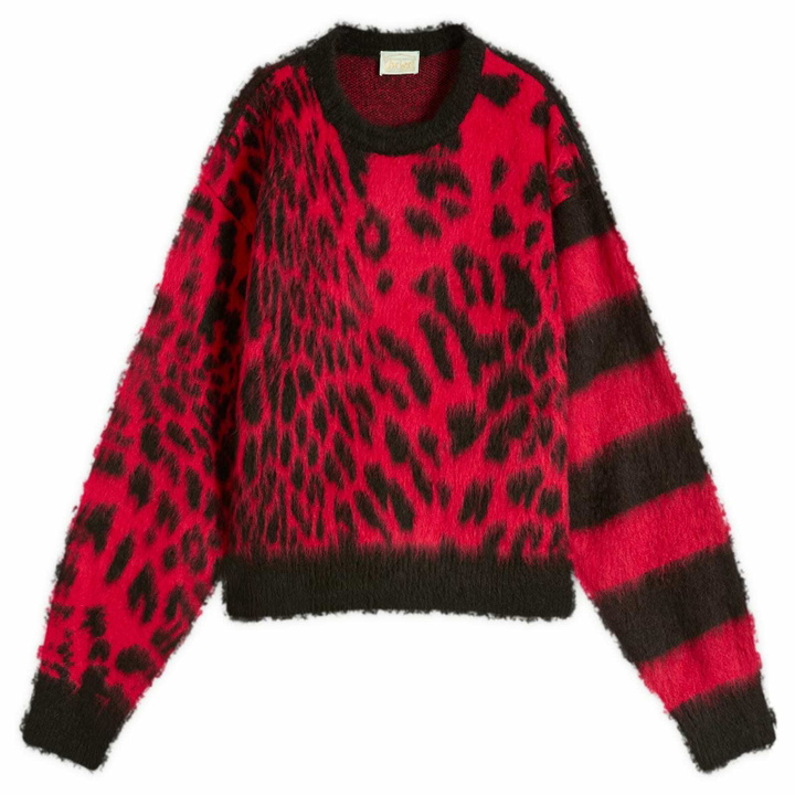 Photo: Aries Men's Brushed Leopard Jumper in Red/Brown
