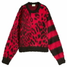 Aries Men's Brushed Leopard Jumper in Red/Brown