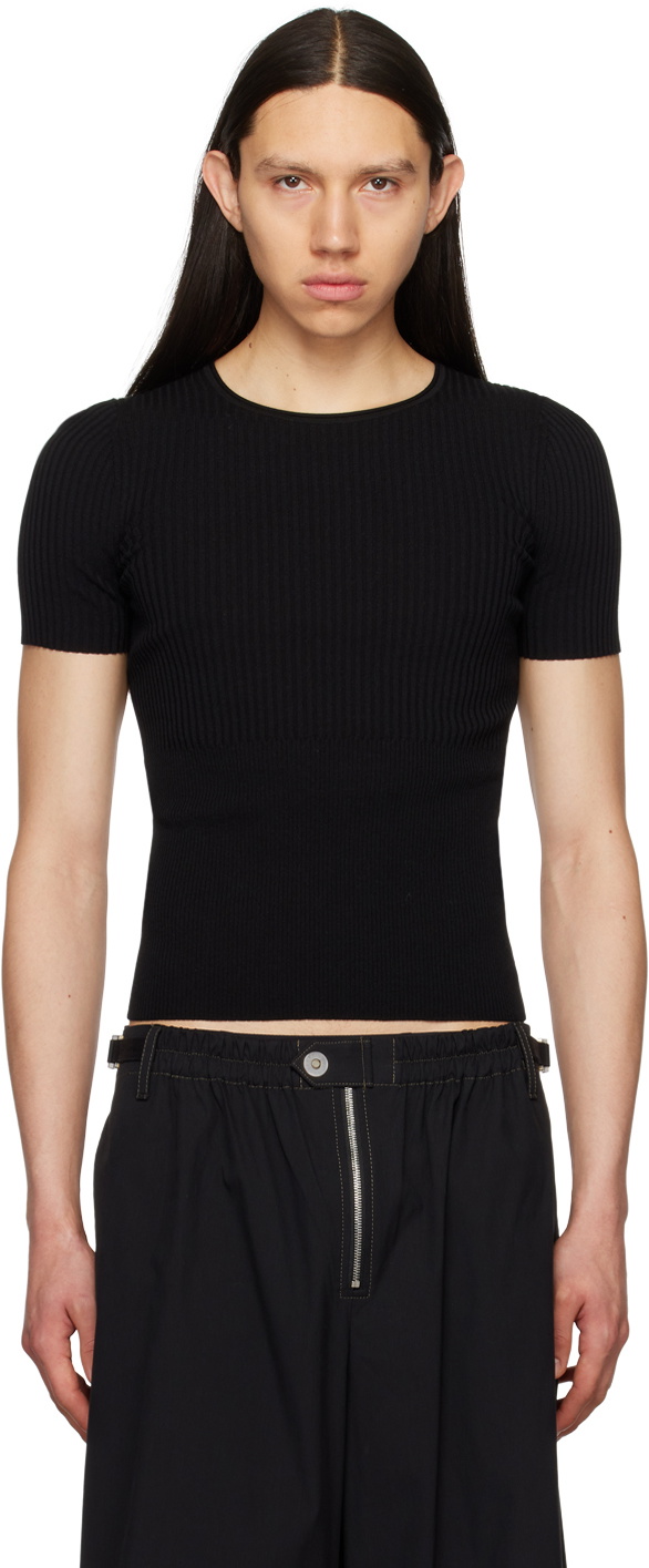 Dion Lee Black Gradient Rib T-Shirt Dion Lee