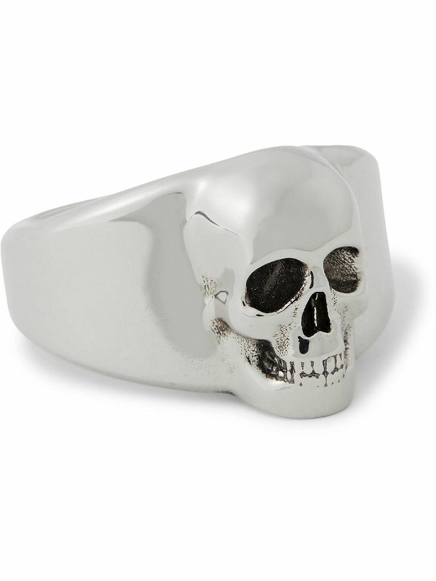 Photo: Alexander McQueen - Skull Burnished Silver-Tone Signet Ring - Silver