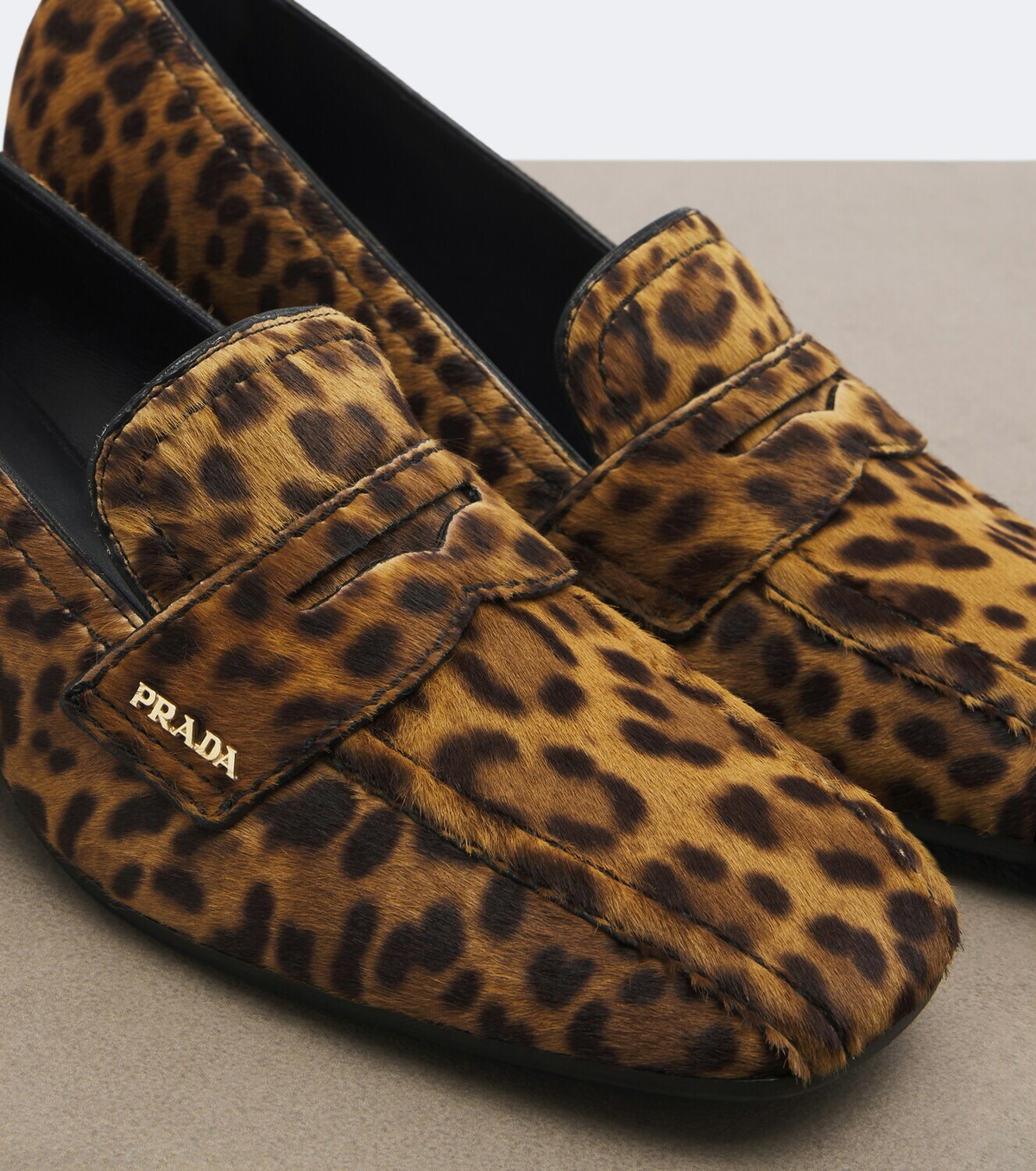 Prada Leopard-print calf hair loafer pumps