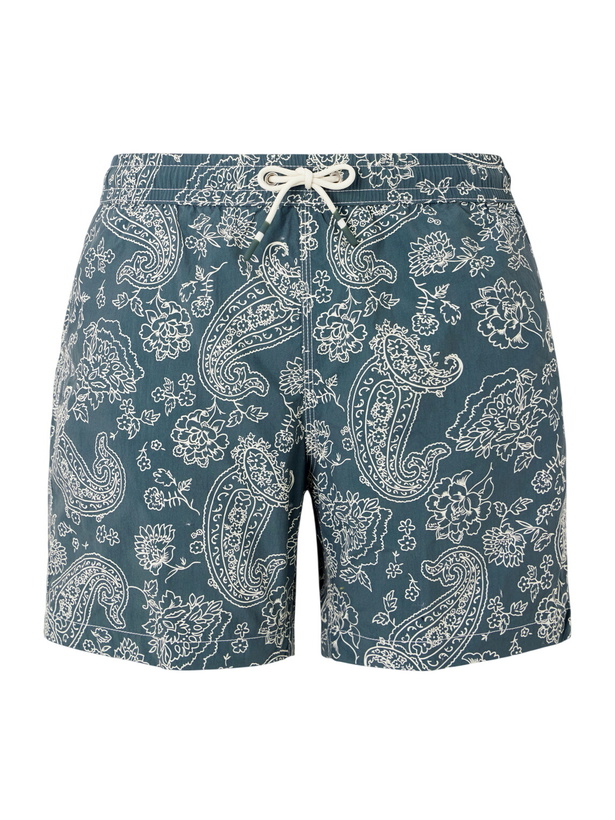 Photo: Hartford - Straight-Leg Mid-Length Printed Swim Shorts - Green